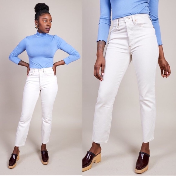 3x1 • Claudia jeans slim cropped high waist straight leg Pale Stone beige ecru - Picture 4 of 15